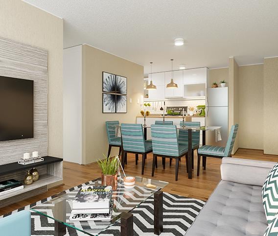 Los departamentos contarán con hasta tres dormitorios, sala y cocina tipo americana.