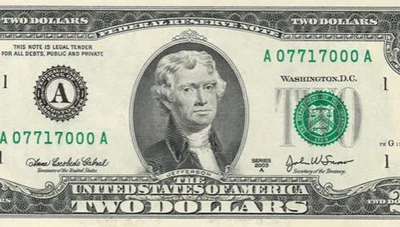 No todos los billetes de dos dólares valen más que su nominación (Foto: Wikimedia Commons)