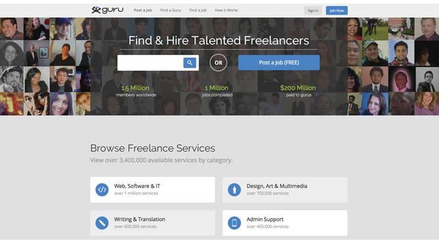 Guru, Este sitio le permite exhibir fácilmente su experiencia de trabajo pasado y ofrece una función de trabajo de coincidencia de todos los días para asegurarse de que no se pierda en ningún buenas oportunidades. El  Gurú  Cuarto de trabajo le permite ad