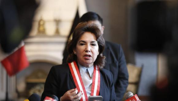 La presidenta del Poder Judicial, Elvia Barrios, brindó un pronunciamiento tras el golpe de Estado anunciado por Pedro Castillo. | Foto: Hugo Pérez /@photo.gec