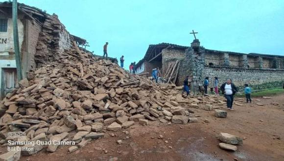 Sismo de 7,5 en Amazonas provocó el derrumbe de la iglesia de La Jalca Grande, este domingo. (Foto: Twitter)