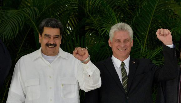 El ilegítimo presidente de Venezuela, Nicolás Maduro, junto al presidente cubana Miguel Díaz-Canel.