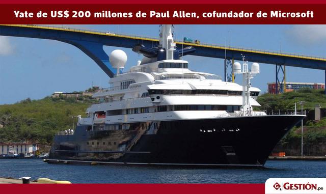 El cofundador de Microsoft, Paul Allen, posee un yate de 126 metros de largo llamado el Octopus. Tiene 41 suites y su construcción costó unos US$ 200 millones. El Octopus viene con una piscina, dos helicópteros y un cine. Si eso no es suficiente, también 