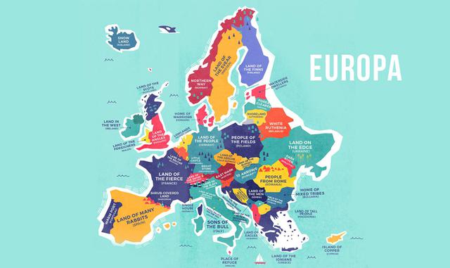 FOTO 2 | Este mapa europeo sitúa a Puerto Caliente (Portugal) al oeste de la Tierra de abundantes conejos (España) que a su vez está al sur de la Tierra de los feroces (Francia) en cuya frontera está el pequeño territorio de la Tierra cubierta de arbustos (Andorra).