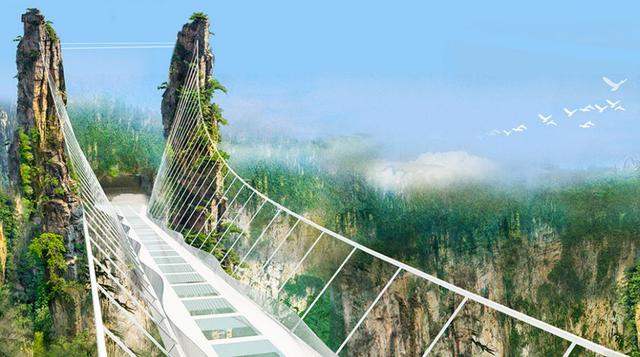 La zona de Zhangjiajie, donde ha sido construido el puente, a todos nos resultará familiar porque allí están las famosas montañas en las que se inspiró James Cameron para crear el planeta Pandora en Avatar. (Foto: Haim Dotham Ltd.)