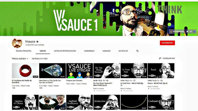 FOTO 17 | VSauce. Este canal de YouTube ofrece los mejores hechos interesantes que ofrece el internet. Encuentra respuestas a preguntas tan interesantes como “¿Qué pasaría si el planeta se detiene?”.