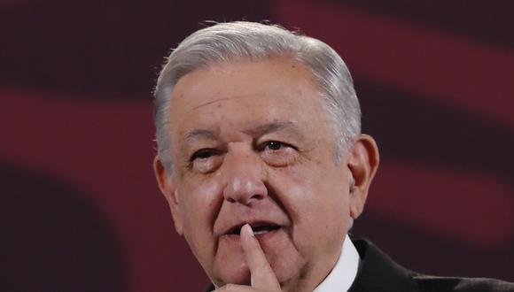 El presidente de México, Andrés Manuel López Obrador, habla durante su conferencia de prensa matutina en el Palacio Nacional de la Ciudad de México, el 22 de febrero de 2024. (Foto de Mario Guzmán / EFE)