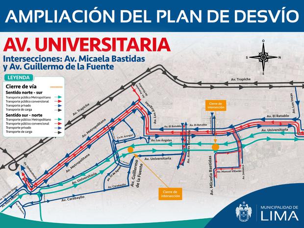 Ampliación del plan de desvío del Metropolitano. Foto: MML