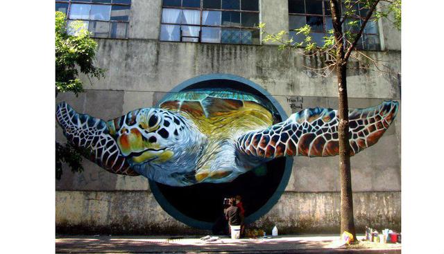 Realizado por Martin Ron, con motivo del Festival ‘MOS’ 2012, puede ser apreciado en las calles de Buenos Aires, Argentina. (Fuente: Pinterest / Rock n Board)