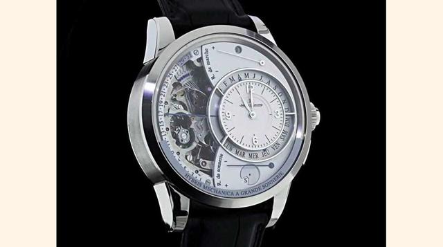 Jaeger-LeCoultre’s Hybris Mechanica à Grande Sonnerie. Su precio es de US$ 1.5 millones. Con 1,472 partes, es uno de los relojes más complejos del mundo. Tiene un calendario perpetuo, tourbillon volante y tomó cinco años en desarrollarse. (Foto: Megaricos