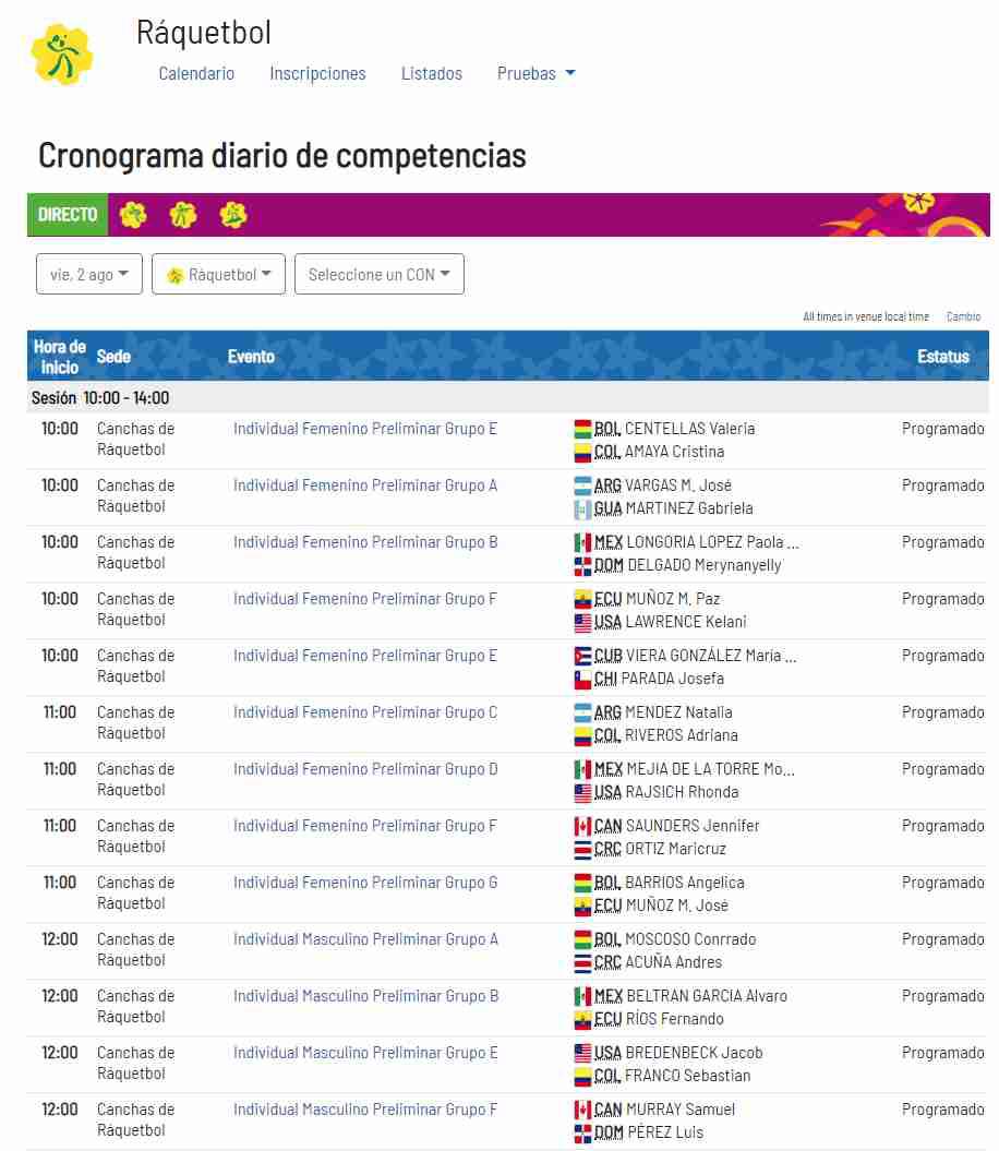 Sigue el programa de los Juegos Panamericanos. (Captura: Lima 2019)