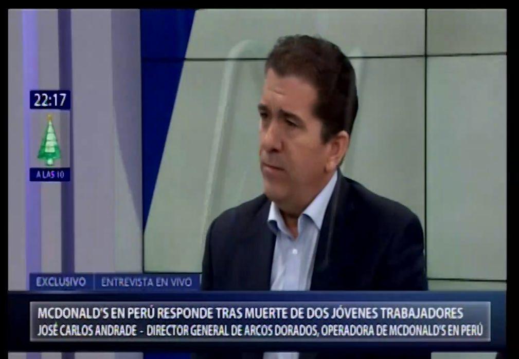 José Carlos Andrade-director general de Arcos Dorados, operadora de McDonad’s en Perú. (Foto: Captura Canal N)