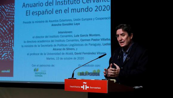 El director del Cervantes, Luis García Montero durante su intervención en la presentación del Anuario 2020. (EFE)