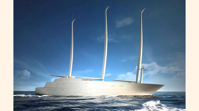 PERLA BLANCA– US$ 450 millones. El mayor velero del mundo, fue construido por Nobiskrug de Andrey Melnichenko y está previsto para ser entregad a finales de este año. Aún más espectacular que su motor de barco A, es su entrada totalmente a prueba de bomba