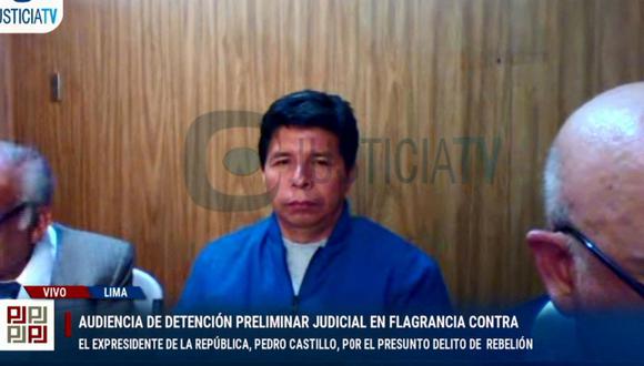 Castillo cumple detención preliminar por siete días -que vencía hoy- tras un fallido intento de golpe de Estado el pasado 7 de diciembre. (Foto de Justicia TV - Perú / AFP)