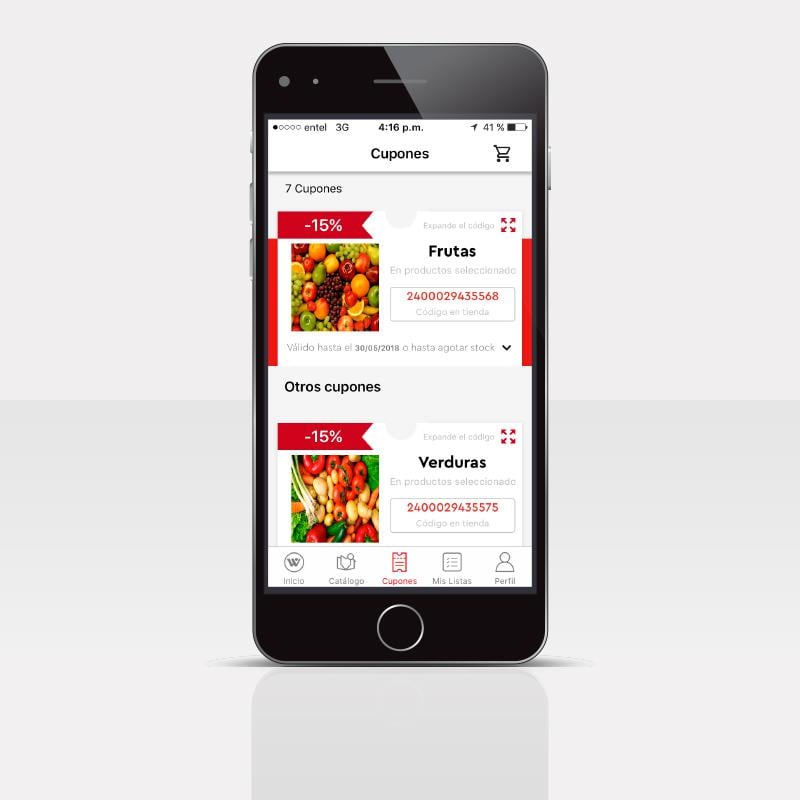 Disfruta de los cupones personalizados en la app de Wong.