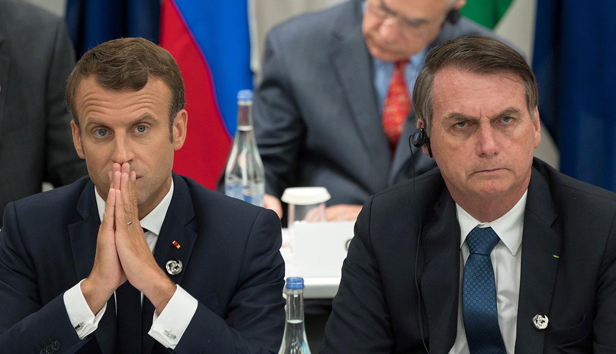 Jair Bolsonaro y Emmanuel Macron. (Foto: AFP)