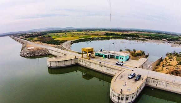 Reservorio Poechos en Piura. Al 16 de marzo cuenta con una capacidad almacenada del 80%, según monitoreo del Senamhi.