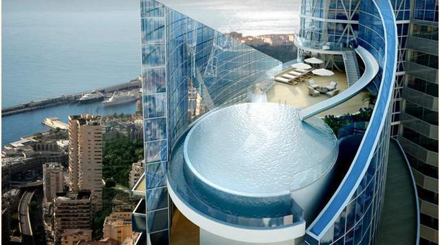 4. Sky Penthouse, Mónaco. Precio: US$ 400 millones. El lujoso penthouse localizado en la Torre Odéon, un rascacielos doble de 170 metros de altura, que está siendo construido en el Principado de Mónaco, y el cual será el segundo edificio más alto de la co