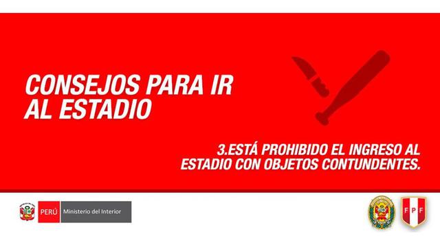 FOTO 3 | Si bien se ha permitido el uso de banderolas y otros objetos para alentar a la selección, el ingreso al Estadio Nacional con objetos punzocortantes está prohibido, por obvias razones.