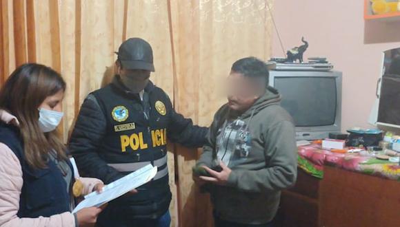 Eduardo Reyes Salguerán al momento de ser detenido por la Policía Nacional en Junín. Está implicado en el caso Los Dinámicos del Centro. (Foto: @MininterPeru / Twitter)