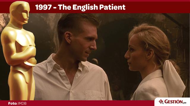 The English Patient. La historia del paciente desmemoriado y la enfermera francocanadiense en plena Segunda Guerra Mundial es un clásico moderno. De sus 12 nominaciones al Oscar, obtuvo nueve estatuillas.