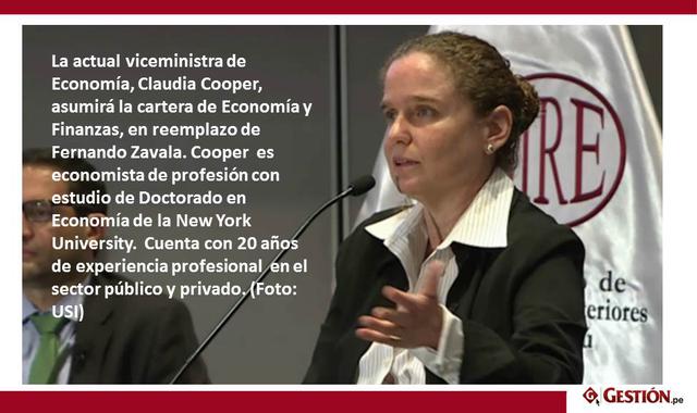 Foto 2 | La actual viceministra de Economía, Claudia Cooper, asumirá la cartera de Economía y Finanzas, en reemplazo de Fernando Zavala. Cooper es economista de profesión con estudio de Doctorado en Economía de la New York University. Cuenta con 20 años d