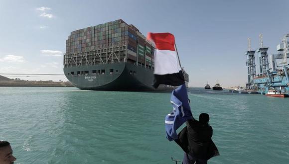 El Ever Given fue "liberado" en el Canal de Suez. (Reuters).
