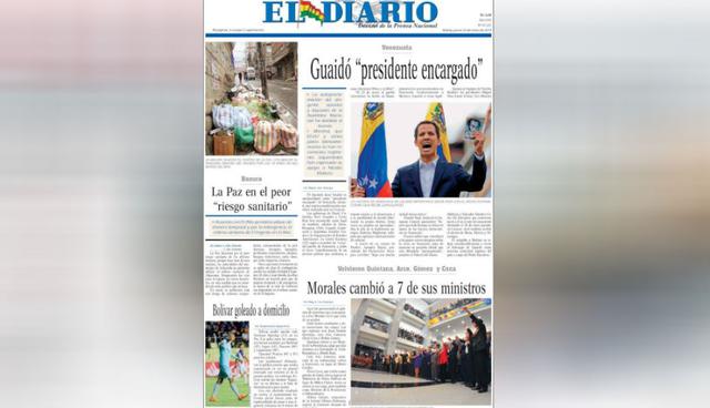 La crisis venezolana en las principales portadas del mundo. (Foto: El Diario - Bolivia)