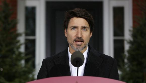 El primer ministro canadiense, Justin Trudeau, habla durante una conferencia de prensa sobre la situación de Covid-19 en Canadá. (Foto: AFP).