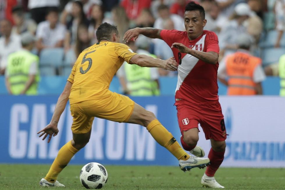 El 26 de junio del 2018, la Selección Peruana se impuso por 2-0 sobre la Selección de Australia en partido válido por el Grupo C del Mundial de Rusia. Los goles para la bicolor los anotaron André Carrillo y Paolo Guerrero. (Foto FPF)