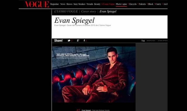 FOTO 21 | Spiegel está interesado en el mundo de la moda. En octubre del 2015 apareció en la portada de Vouge Italia.