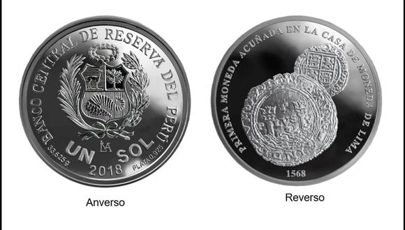 Moneda conmemorativa por los 450 años de la primera moneda acuñada en la Casa de Moneda de Lima. (Foto: ANDINA/BCRP)