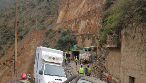 Actualmente, 50 trabajadores de la mina vienen realizando labores de rescate para sacar a Wilder Alarcón Ramos del socavón. (Foto: Agencia Andina)