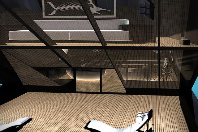 La cabina principal y seis cabinas para huéspedes estarán decoradas con tonos tierra, con paredes negras y acentos de vidrio que le dan a la decoración una apariencia futurista.