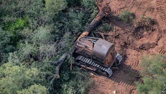 Una excavadora arranca árboles en el Chaco argentino (Foto: EFE)