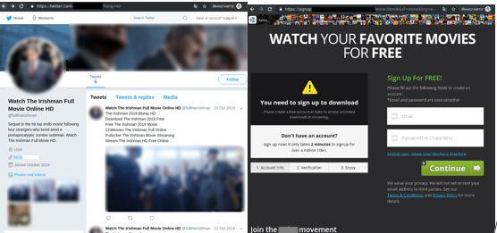 Un ejemplo de una cuenta de Twitter que promociona un sitio web de phishing (Fuente: Kaspersky).