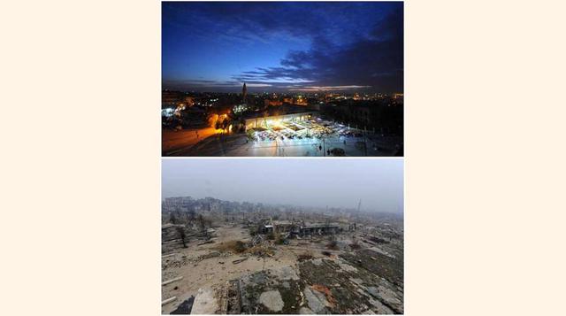 El antes y después de Aleppo tras la guerra de Siria.(foto:Diario ABC, S.L.)