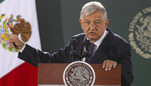 El presidente mexicano, Andrés Manuel López Obrador, habla durante su conferencia de prensa matutina diaria en Ciudad Juárez, estado de Chihuahua. (Foto: AFP)