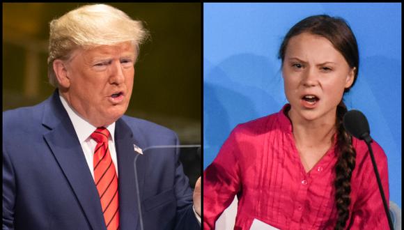 Greta Thunberg y Donald Trump se cruzaran nuevamente en Davos. (Foto: AFP)