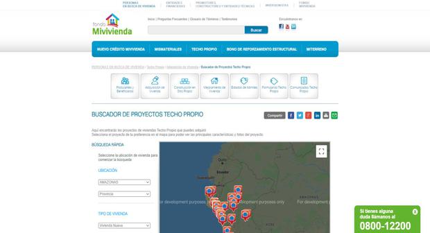 El programa Techo Propio también cuenta con su propio buscador y además de información sobre los proyectos, también muestra imágenes de las viviendas (Imagen: MiVivienda)