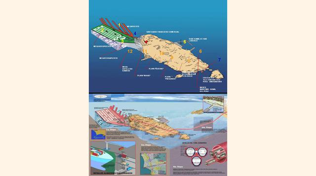 Proyecto Isla San Lorenzo. Se construirían centros comerciales, hoteles, viviendas, oficinas y muelles. ProInversión inició la búsqueda de un concesionario, pero el proyecto fue suspendido. (Imagen: Alto Efecto)