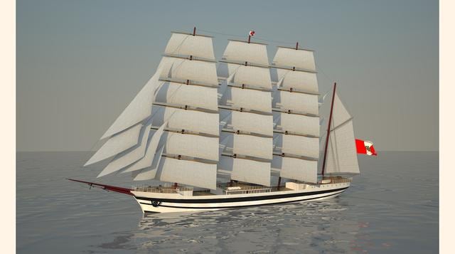 Esta es una imagen de cómo quedaría el buque escuela a vela Unión, que será el más grande de Latinoamérica. (Foto: Oliverdesign)