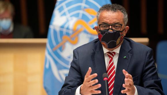 Tedros Adhanom Ghebreyesus, director general de la Organización Mundial de la Salud (OMS), asiste a una sesión sobre la respuesta al brote por coronavirus (COVID-19) en Ginebra, Suiza, el 5 de octubre de 2020. (Christopher Black/WHO/REUTERS).