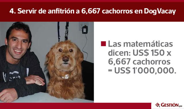 Promedio de ganancias por cuidar mascotas: Según DogVacay, el anfitrión promedio podría ganar alrededor de US$ 150 para un Vacay de cinco días (la duración promedio de una primera reserva). Eso es después del 15% de comisión que se lleva DogVacay por rese