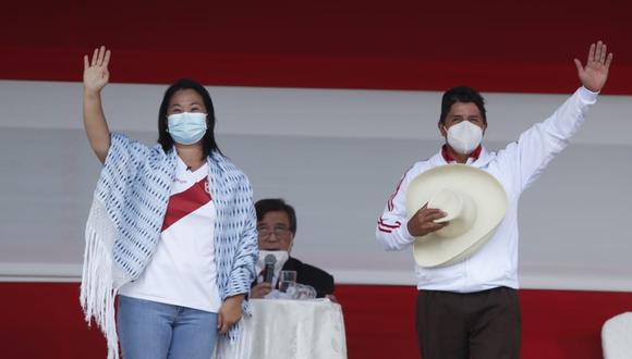 Los candidatos presidenciales Keiko Fujimori y Pedro Castillo firmarán el juramento solemne de la Proclama Ciudadana este lunes 17 de mayo. (Foto: Hugo Pérez / @photo.gec)