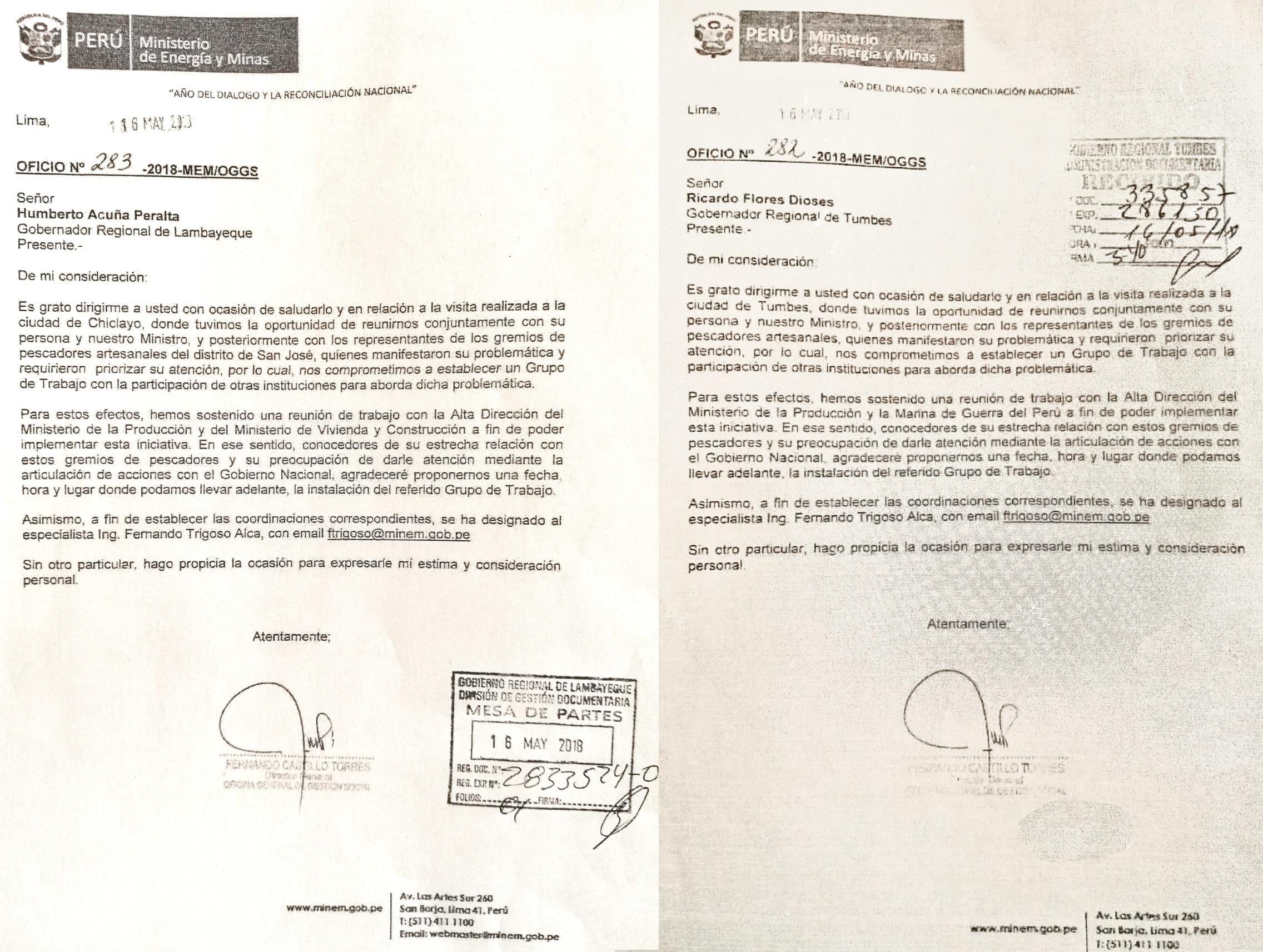 Los oficios fueron enviados a los gobiernos regionales de Tumbes y Lambayeque. (Foto: Difusión)