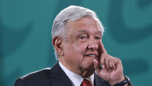 El presidente de México, Andrés Manuel López Obrador, habla durante una rueda de prensa el 21 de mayo de 2021. (Foto: EFE)