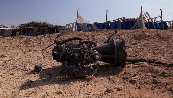 Los restos de un cohete propulsor que, según las autoridades israelíes. (Foto difusión)