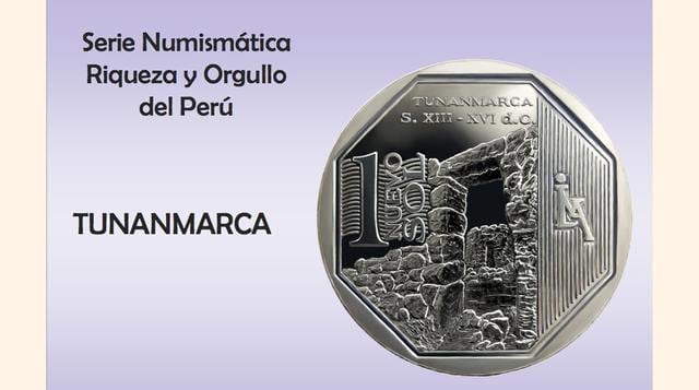 La moneda de un Nuevo Sol alusiva al "Complejo Arqueológico de Tunanmarca" es la décimo quinta de la Serie Numismática. En el reverso se distingue en primer plano un pórtico de una de las viviendas circulares (chullpas) de la ciudadela y a travé